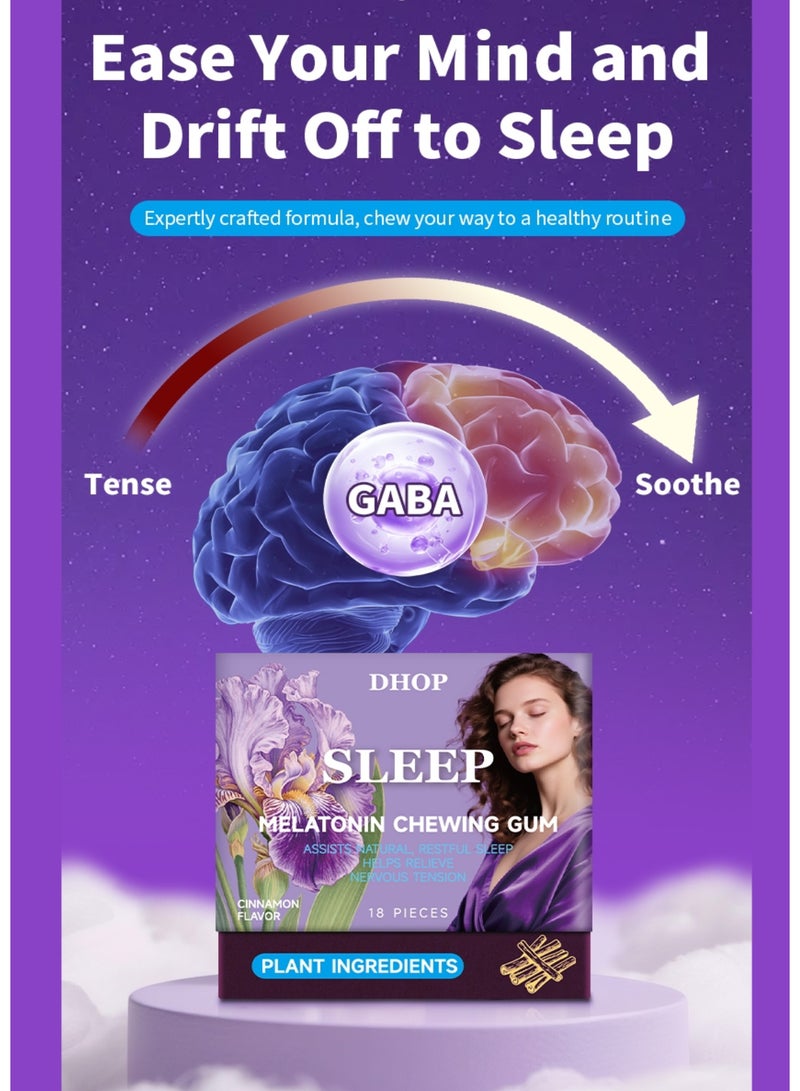DHOP Melatonin & GABA Sleep Gum with Oral Care - Natural Peppermint & Cinnamon, 18 Count - Image 2